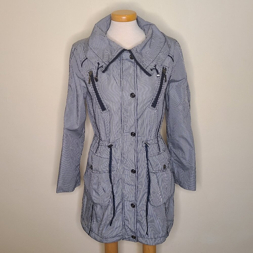 Olsen Europe Lightweight Lined Blue & White Checked Spring Jacket/Coat